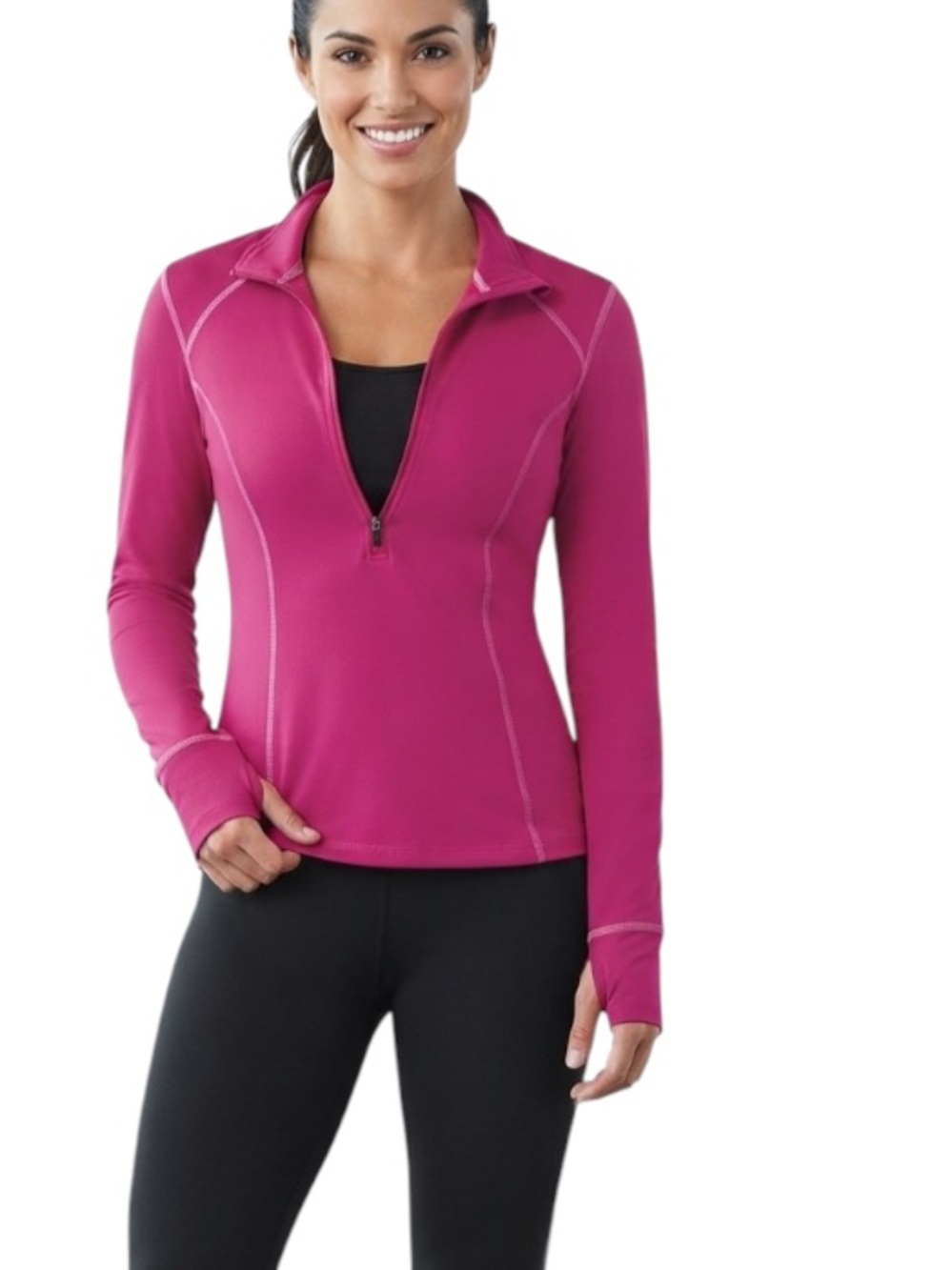 XERSION Women Size S Pink 1/4 Zip Long Sleeve Jacket Reflective Stripes